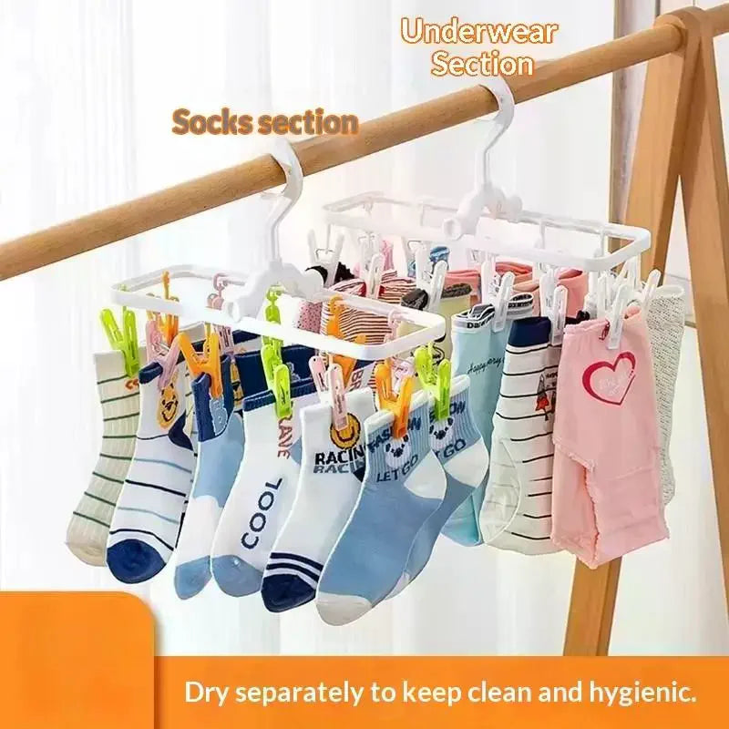 Foldable Multi-Clip Laundry Drying Hanger – 12 Clips ABS Laundry Drying Hanger Axl