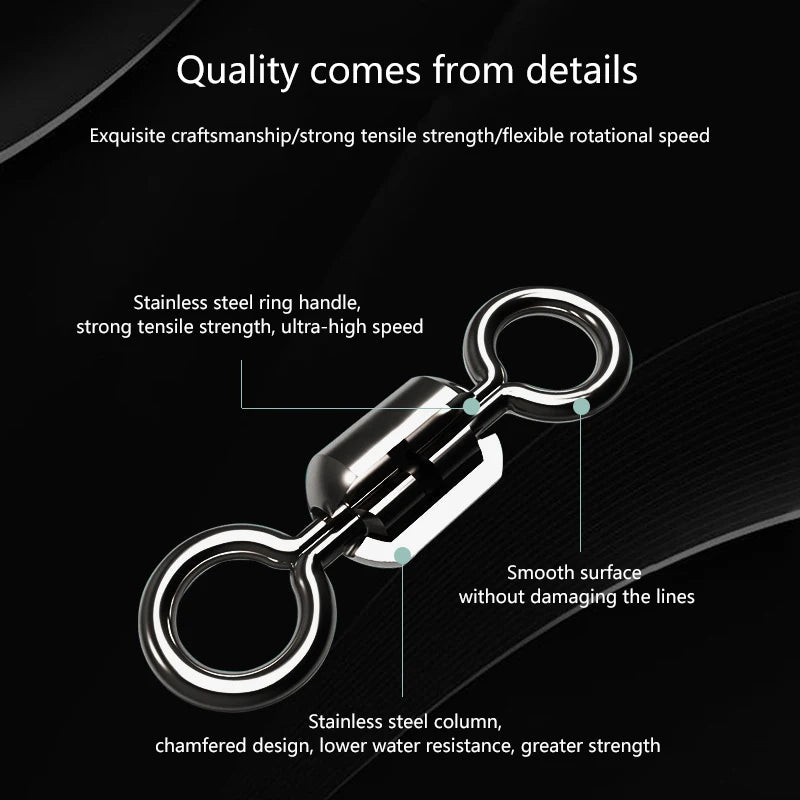 100 Pcs Stainless Steel Rolling Fishing Swivels | Line Connector Fishing Swivels Axl