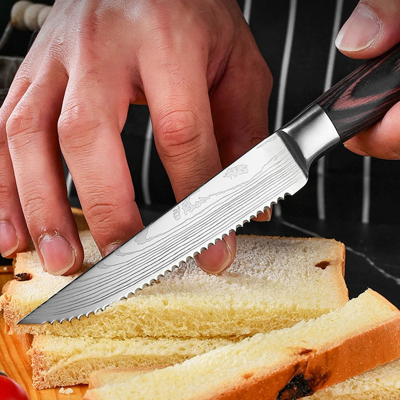Stainless Steel Serrated Steak Knife with Plastic Handle Serrated Steak Knife Axl