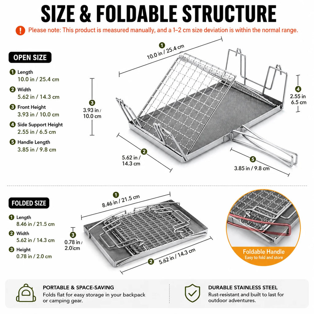 Uwhise Foldable Camping Toaster | Stainless Steel Camp Grill Camping Toaster Grill Axl