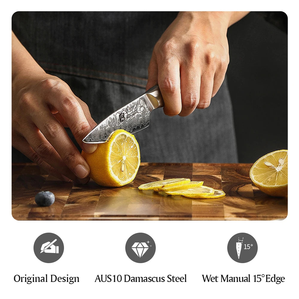 XINZUO 3.5" Damascus Paring Knife – 67-Layer AUS10 Steel Damascus Paring Knife Axl