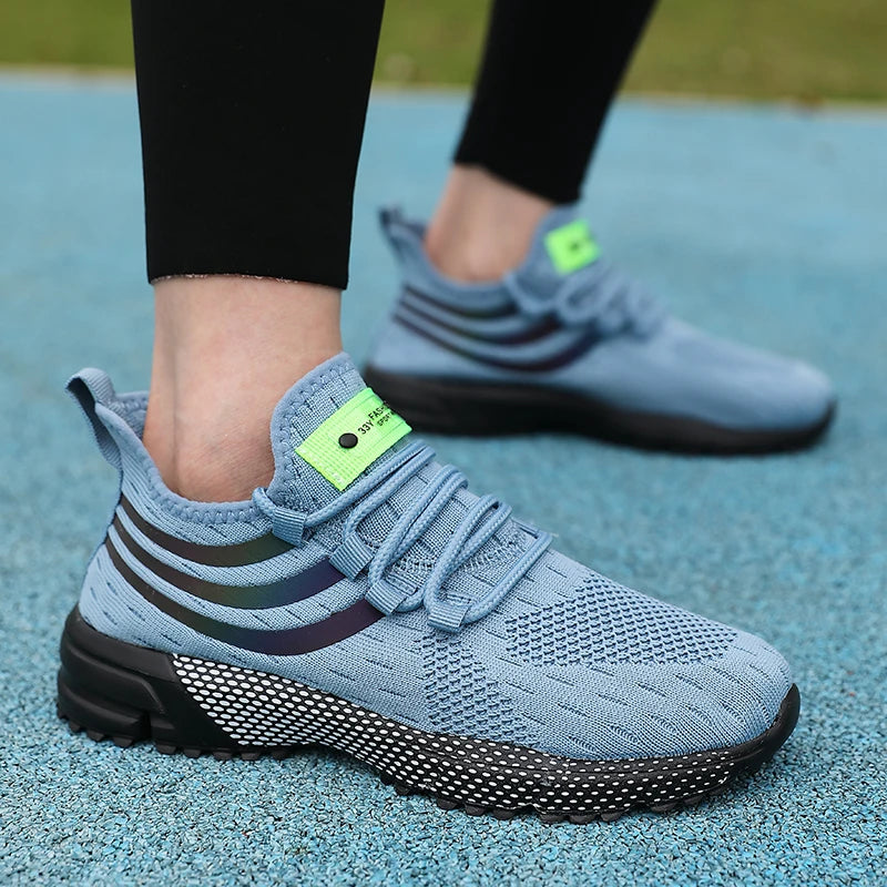 AZGB Women's Athletic Sneakers – Knit Mesh & Reflective Stripe Women's Athletic Sneakers Axl