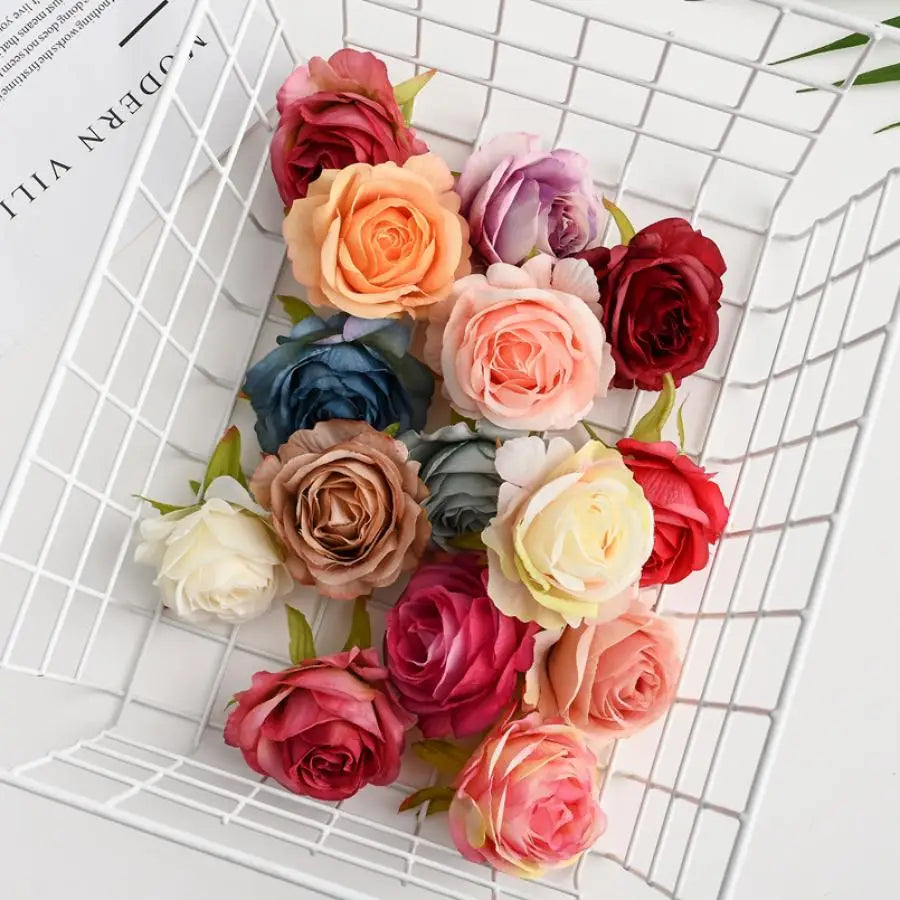 Silk Rose Flower Heads 10 Pcs – Wedding, Wreath & DIY Crafts Artificial Silk Flowers Axl