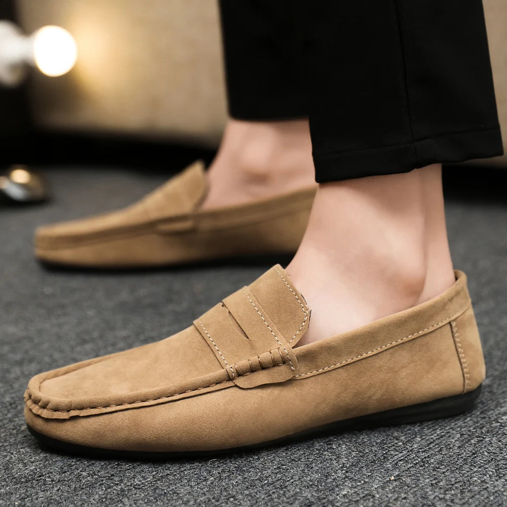 Men's Lightweight Canvas Slip-On Loafers – Breathable Flat Shoe Canvas Slip-On Loafers Axl Khaki 45