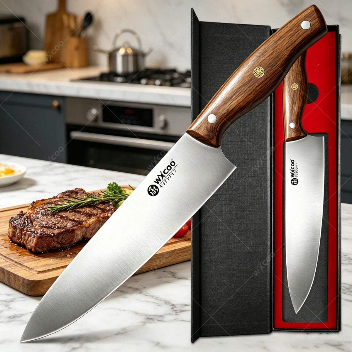 WXCOO Japanese Chef Knife Set – Santoku, Cleaver & Sushi Kitchen Knife Set Axl 1PCS Chef Knife