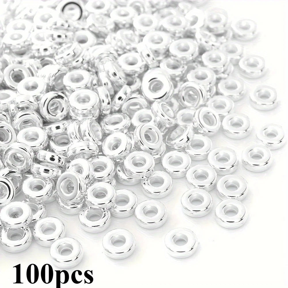 Flat Round Plastic Beads – DIY Bracelets, Necklaces & Earrings Jewelry Making Beads Axl Silvery
