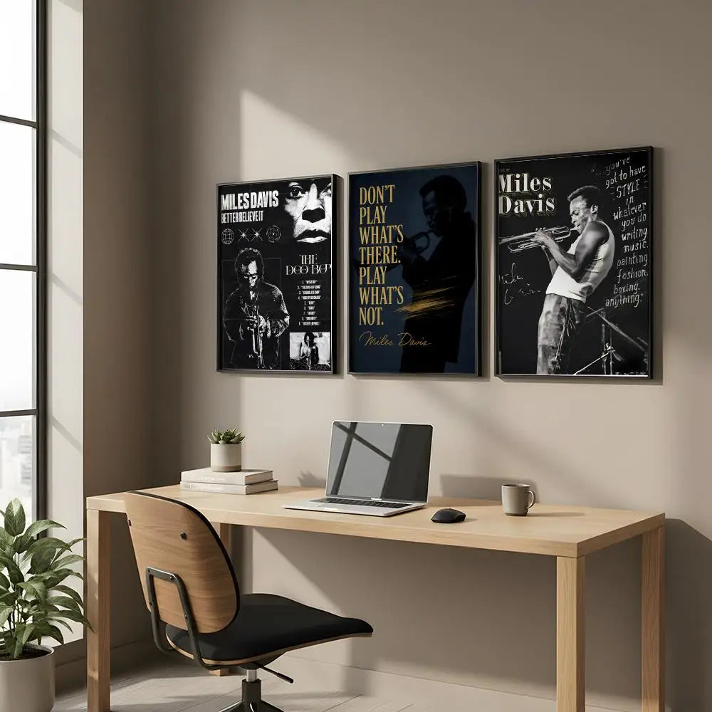 Miles Davis HD Art Poster – Self-Adhesive Wall Sticker Decor Art Wall Poster Axl