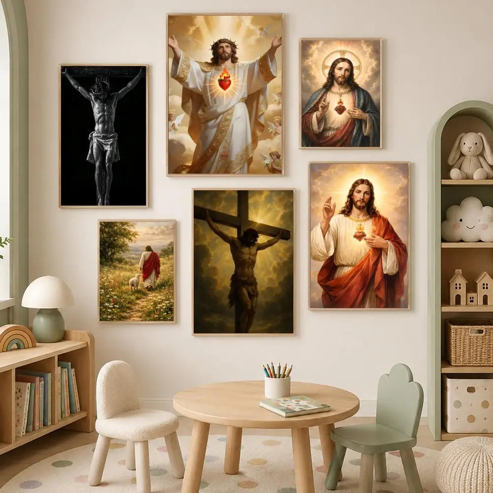 Jesus Religious Self-Stick Wall Art Poster – Waterproof Decor Religious Wall Poster Axl