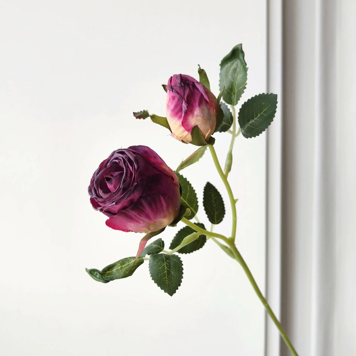 20pcs Burnt Edge Artificial Rose Stems | Dual-Head 34cm Décor Artificial Flower Stems Axl PURPLE