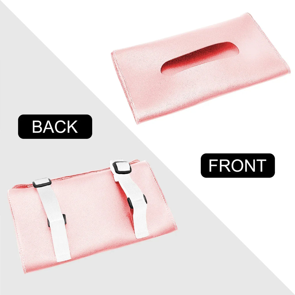 Car Sun Visor Tissue Holder – PU Leather Auto Organizer Car Interior Organizer Axl Pink