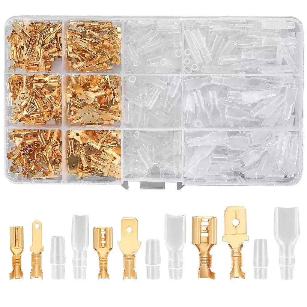 480-Pc Spade Connector Kit – 2.8/4.8/6.3mm Crimp Terminals Crimp Connector Kit Axl 480PCS Kit