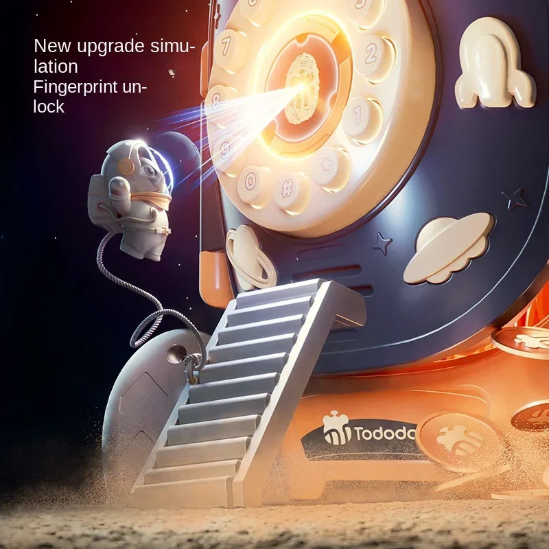 Kids Rocket Piggy Bank – Password Lock & Planet Light Projector Kids Piggy Bank Axl