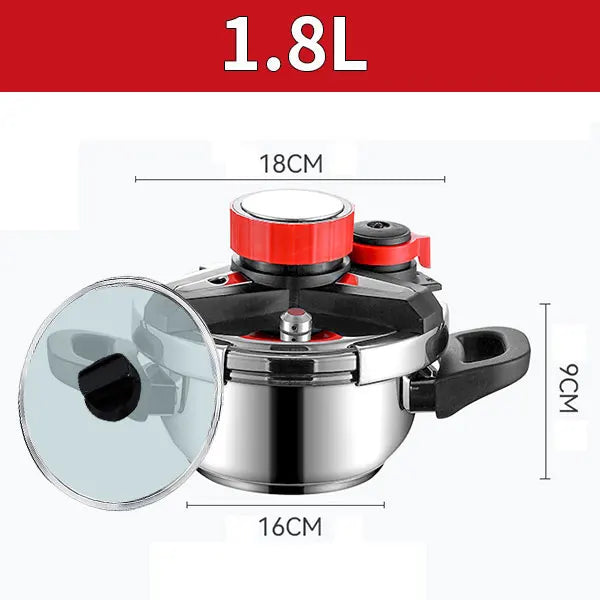 PGY Stainless Steel Pressure Cooker 1.8–7L | Induction + Glass Lid Pressure Cooker Axl 1.8L with Glass Lids