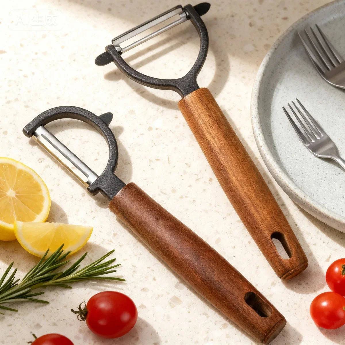 Stainless Steel Y/P Vegetable Peeler – Acacia Wood Handle Vegetable Peeler Axl