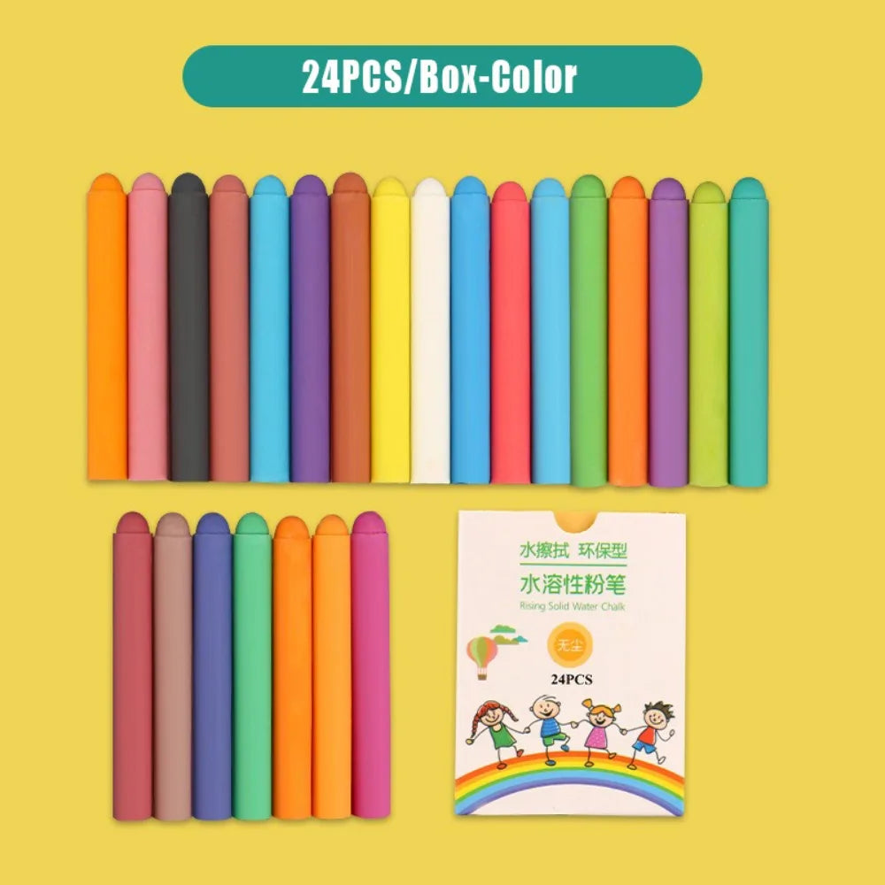 Dustless Colored Chalk Set – Erasable Water-Soluble Blackboard Dustless Chalk Set Axl 24PCS-Box-Color