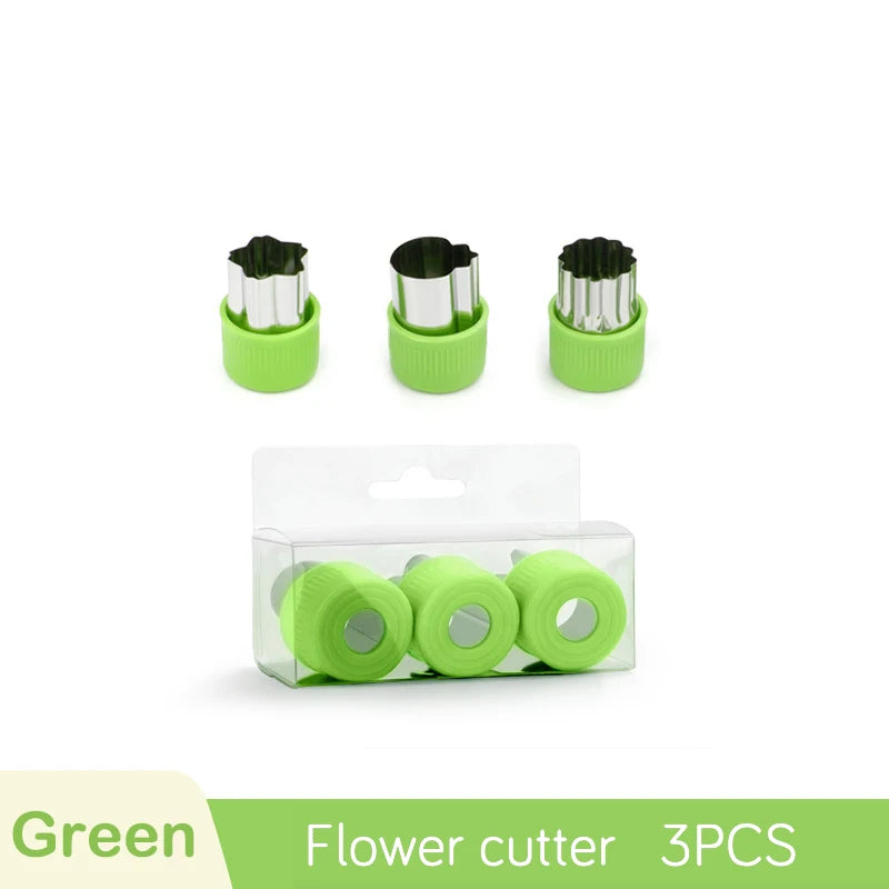 Stainless Steel Cookie & Fruit Cutter Mold Set – Flower Shapes Cookie Cutter Set Axl 3pcs-Green