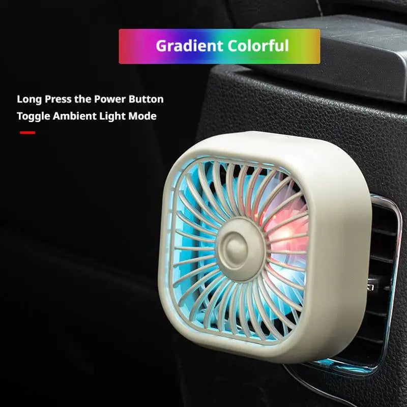 Mini USB Car Vent Fan – 3-Speed Clip-On with LED Light Car Vent Fan Axl