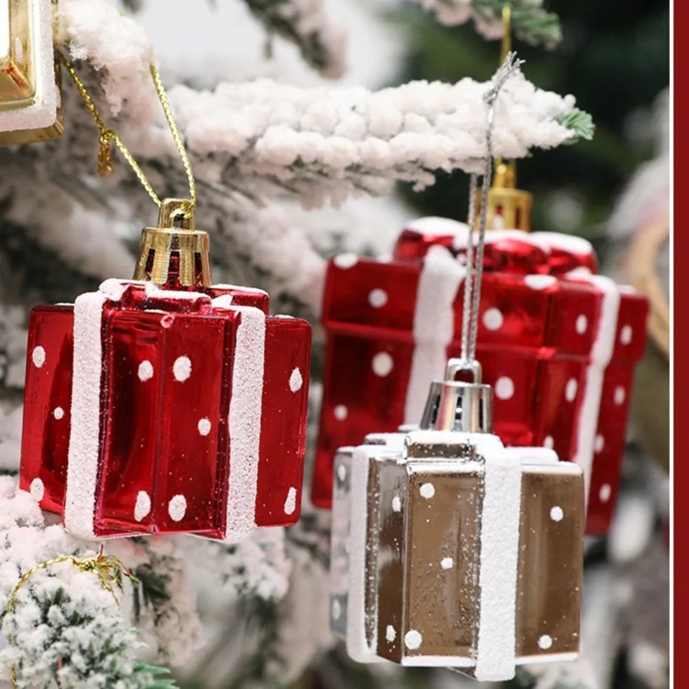 Painted Plastic Christmas Gift Box Tree Ornaments Pendants Christmas Tree Ornaments Axl
