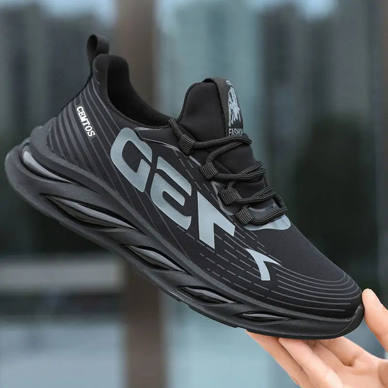 YBQJOO Men's Breathable Casual Sneakers – Lightweight Non-Slip Men's Casual Sneakers Axl black 44