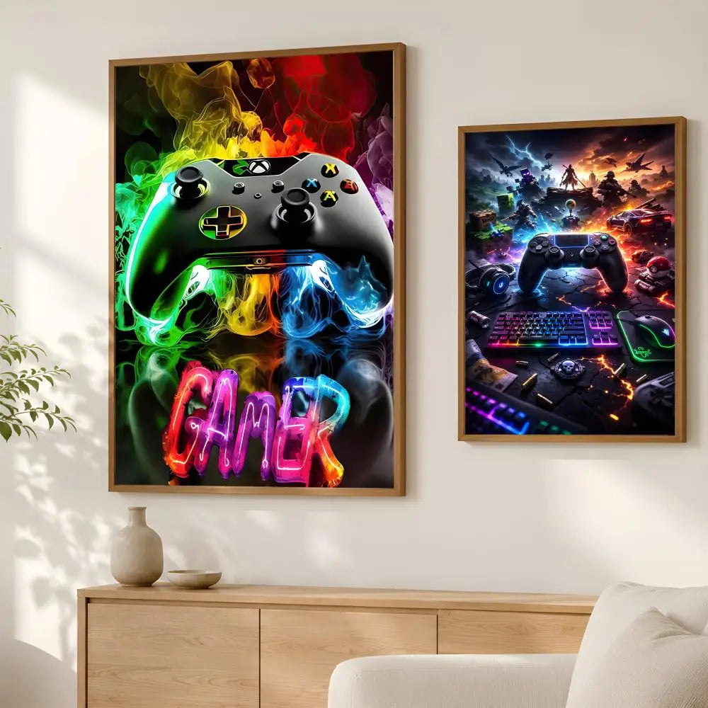 Neon Video Game Wall Poster – Self-Stick Waterproof HD PVC Art Wall Art Poster Axl