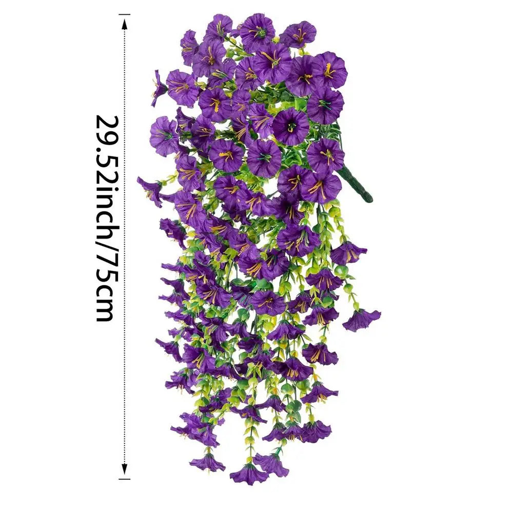 2pc Artificial Silk Petunia Hanging Flowers | UV Resistant Outdoor Artificial Hanging Flowers Axl Purple