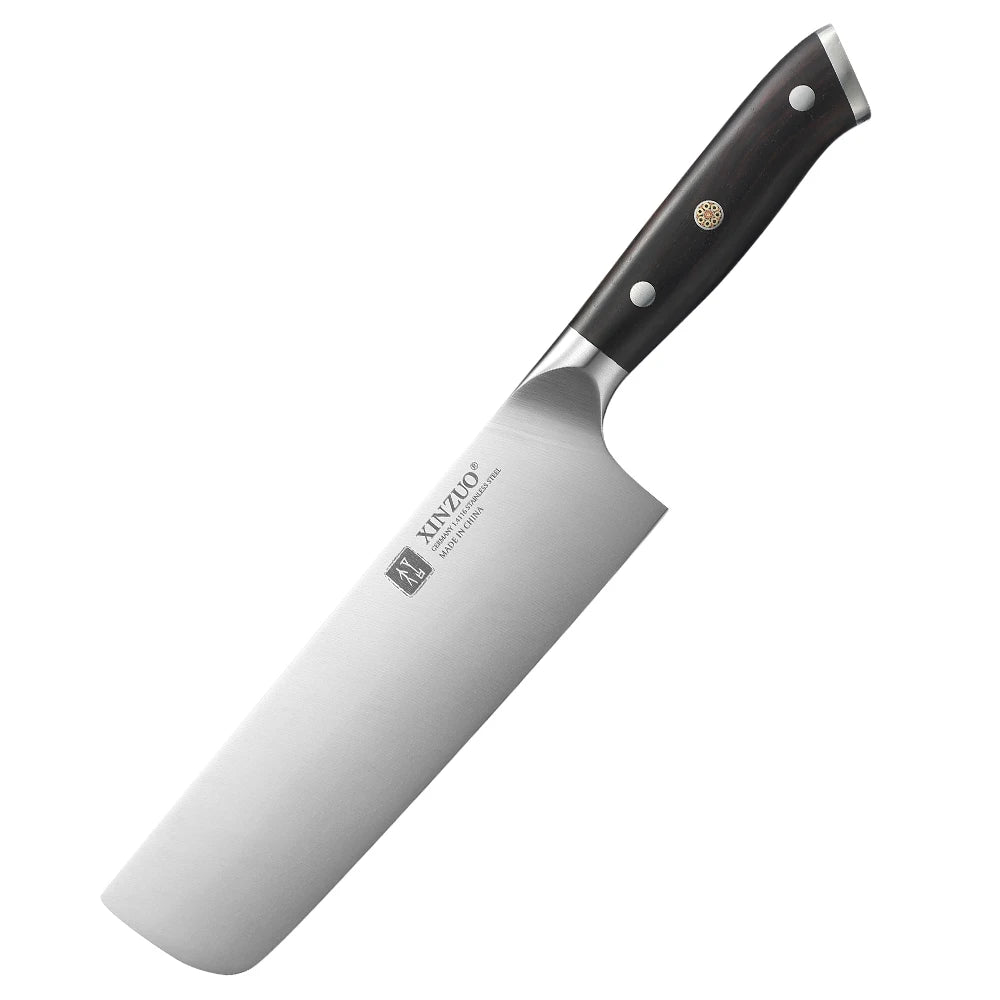 XINZUO 7.28" Nakiri Knife – German Steel & Ebony Wood Handle Nakiri Kitchen Knife Axl Knife