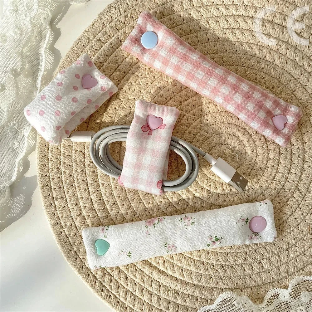 Floral Cable Ties – Cute Reusable Cloth Cord Organizer Straps Cable Cord Organizer Axl