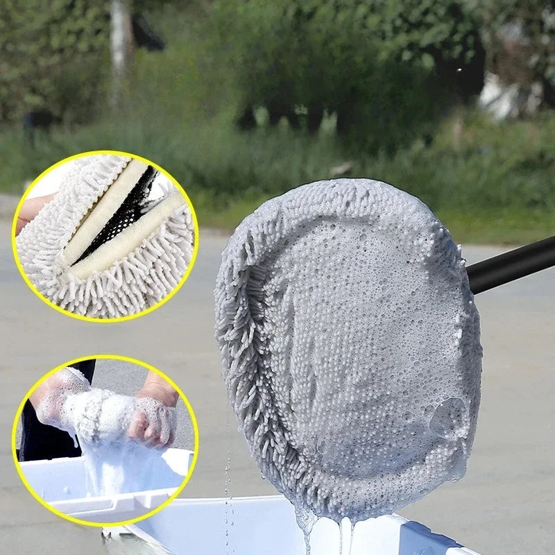 Telescopic Car Wash Mop – Soft Chenille Long Handle Brush Car Wash Brush Axl