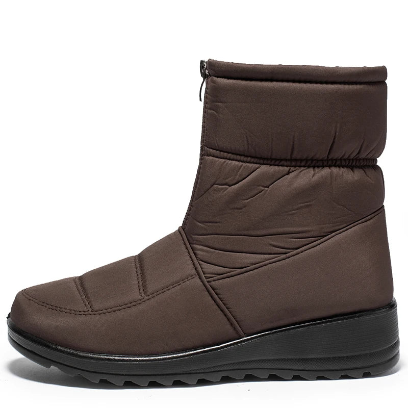 Women's Waterproof Snow Boots – Warm Plush Ankle Zip Boots Women's Snow Boots Axl brown 44