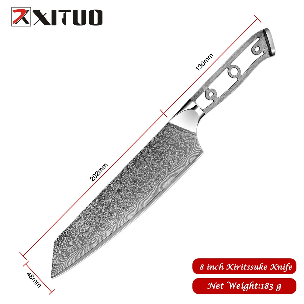 Damascus Steel Knife Blank Set – 8-Pc DIY Chef Knives | Xituo DIY Knife Blank Set Axl Kiritssuke Knife