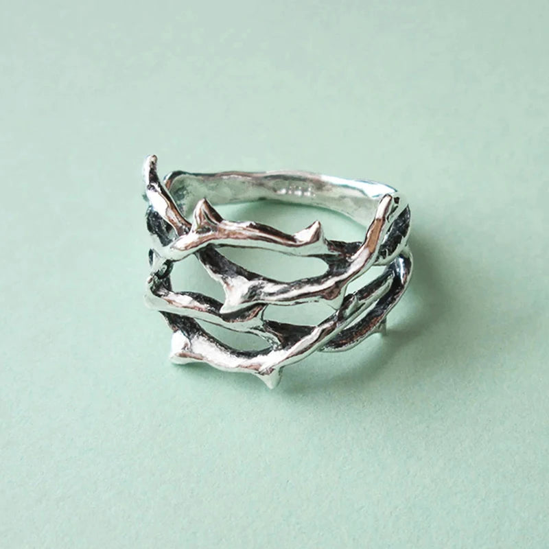 Huitan Vintage Branch Ring – Unisex Brass Retro Hip Hop Band Fashion Ring Axl Q517 10