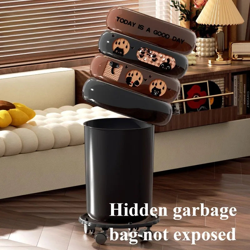 High-Capacity Press-Top Trash Can with Cover | Kitchen & Bathroom Trash Can Axl