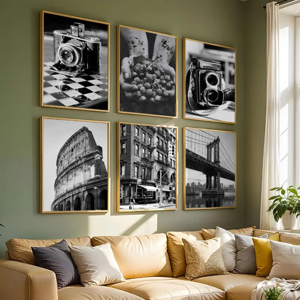 Black & White Vintage Floral HD Canvas Wall Art Print Canvas Wall Art Axl