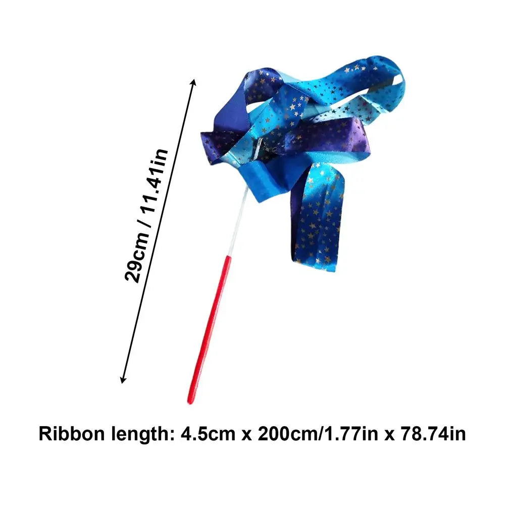 Foldable Ribbon Dancer Wand – Gradient Twirling Streamer Prop Dance Ribbon Wand Axl As show