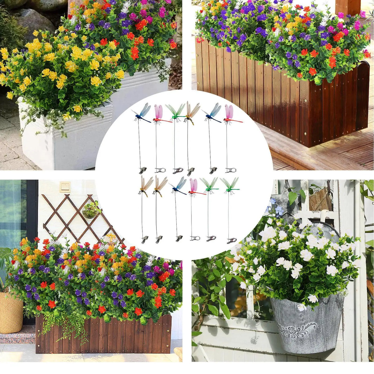 3D Dragonfly Bird Deterrent Garden Stakes – 12 Pc Decor Set Garden Bird Deterrent Axl