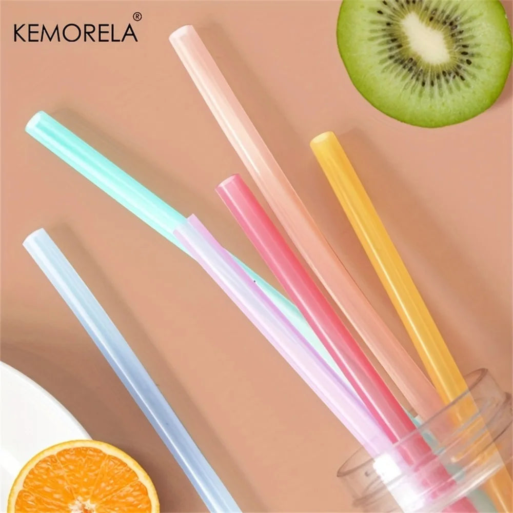 KEMORELA 6-Pack Reusable Silicone Straws with Cleaning Brush Reusable Drinking Straws Axl