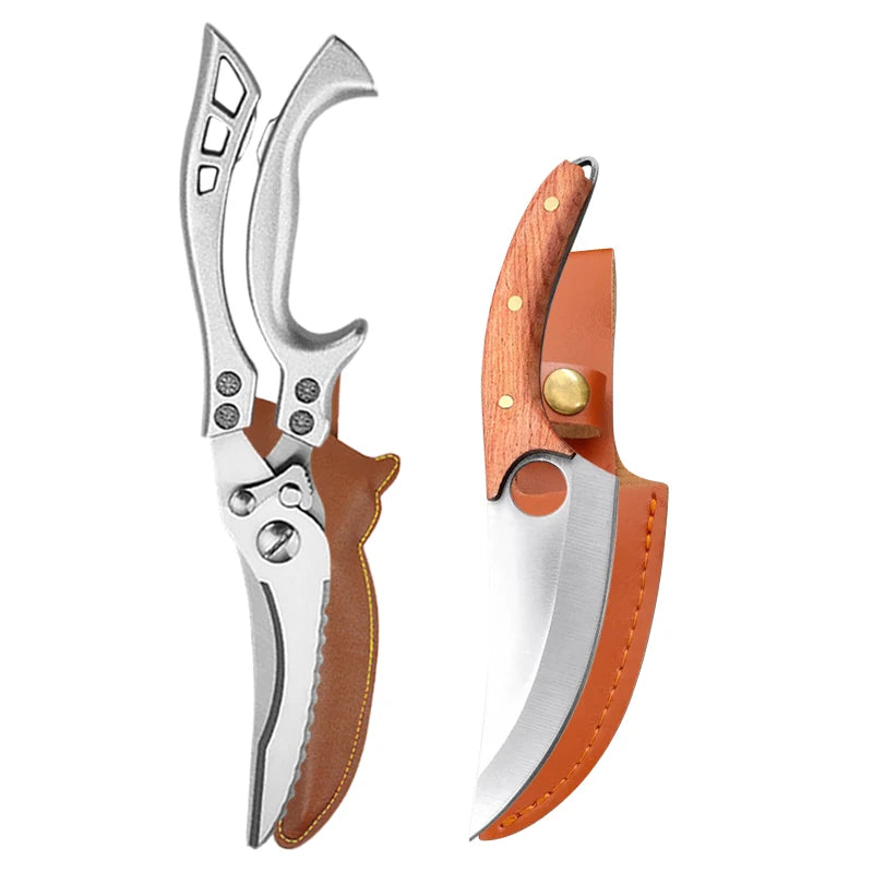 Stainless Steel Kitchen Knife Set – Cleaver, Boning & Scissors Kitchen Knife Set Axl 2pcs AD