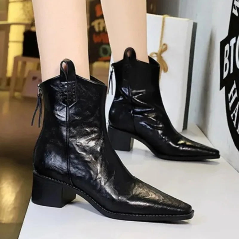 Women's Pointed Toe Chelsea Ankle Boots High Heel Zip Chelsea Ankle Boots Axl