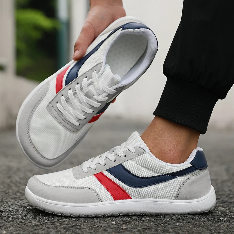 ZULIWAGN Wide Toe Barefoot Sneakers – Breathable Walking Shoes Walking Sneakers Axl White Blue 44