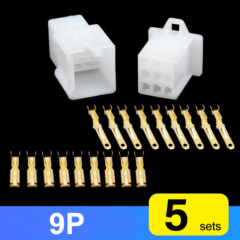 2.8mm Automotive Connector Kit – 5 Sets Male & Female Terminals Automotive Connector Kit Axl 5sets 9P
