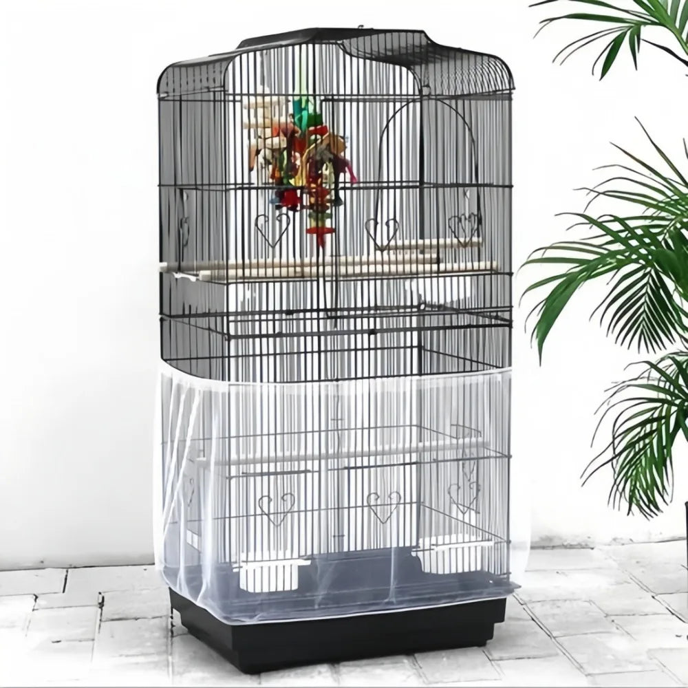 Bird Cage Mesh Cover Skirt – Anti-Spill Net for Parrots Bird Cage Accessory Axl