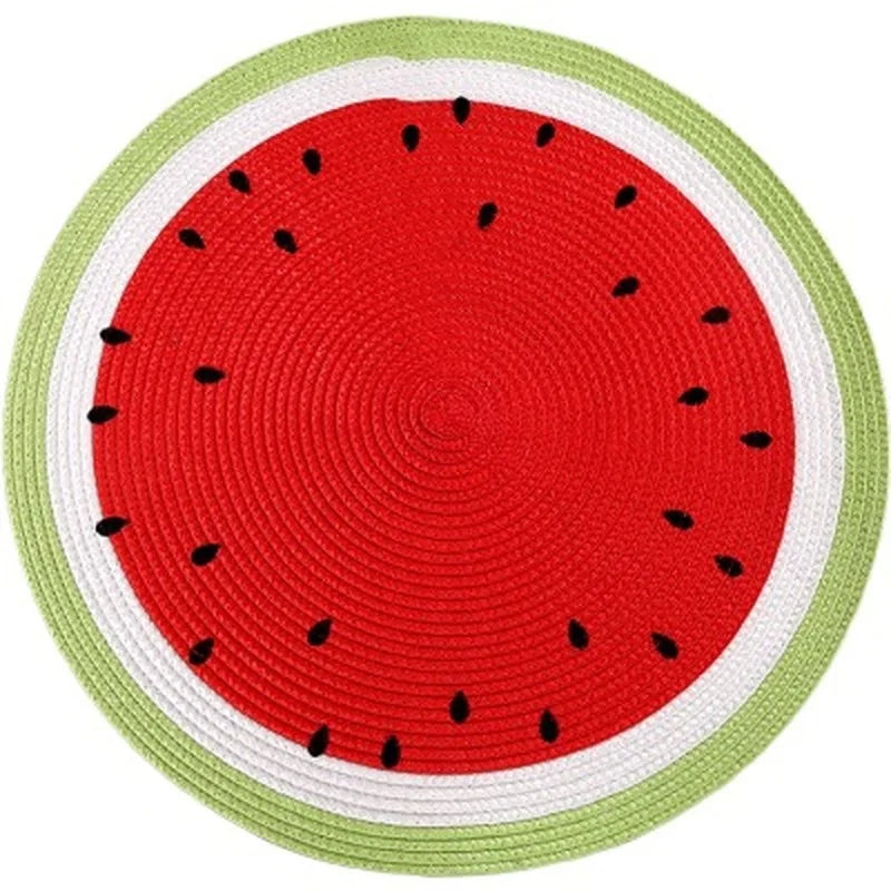 Watermelon Lemon Round Fruit Placemat Coaster – 38cm PP Mat Placemat Coaster Axl