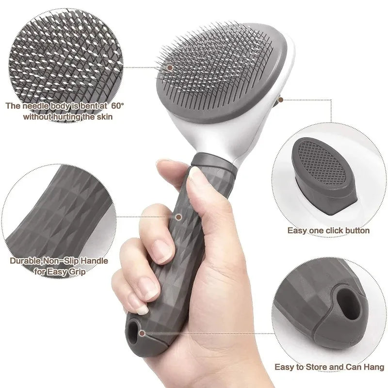 Self-Cleaning Pet Brush & Dematting Comb for Dogs & Cats Pet Grooming Brush Axl