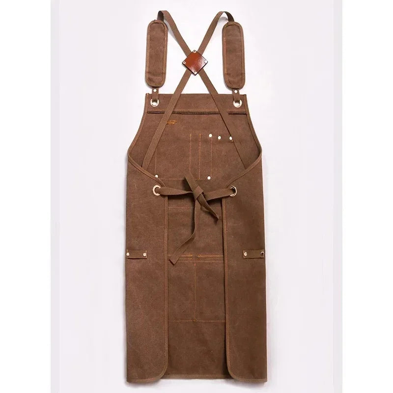 Unisex Canvas Work Apron with Tool Pockets | Adjustable Canvas Work Apron Axl