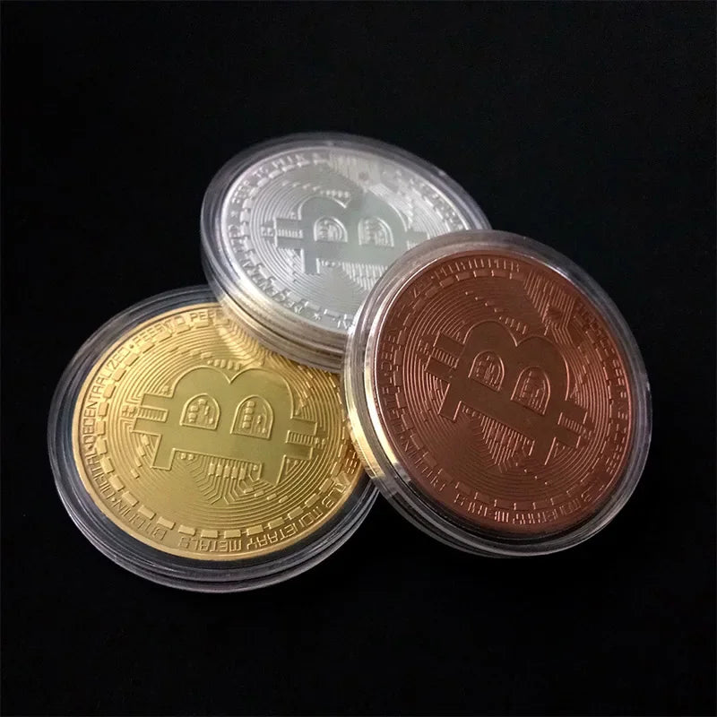 Gold Plated Bitcoin Commemorative Coin | BTC Collectible Gift Collectible Coin Axl