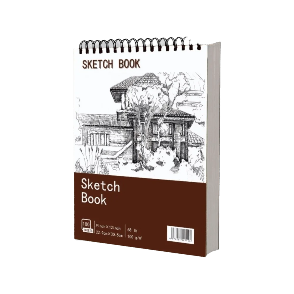 100-Sheet A4 Coil Sketchbook – 100gsm Thick Perforated Drawing Pad Spiral Sketchbook Axl Style-F
