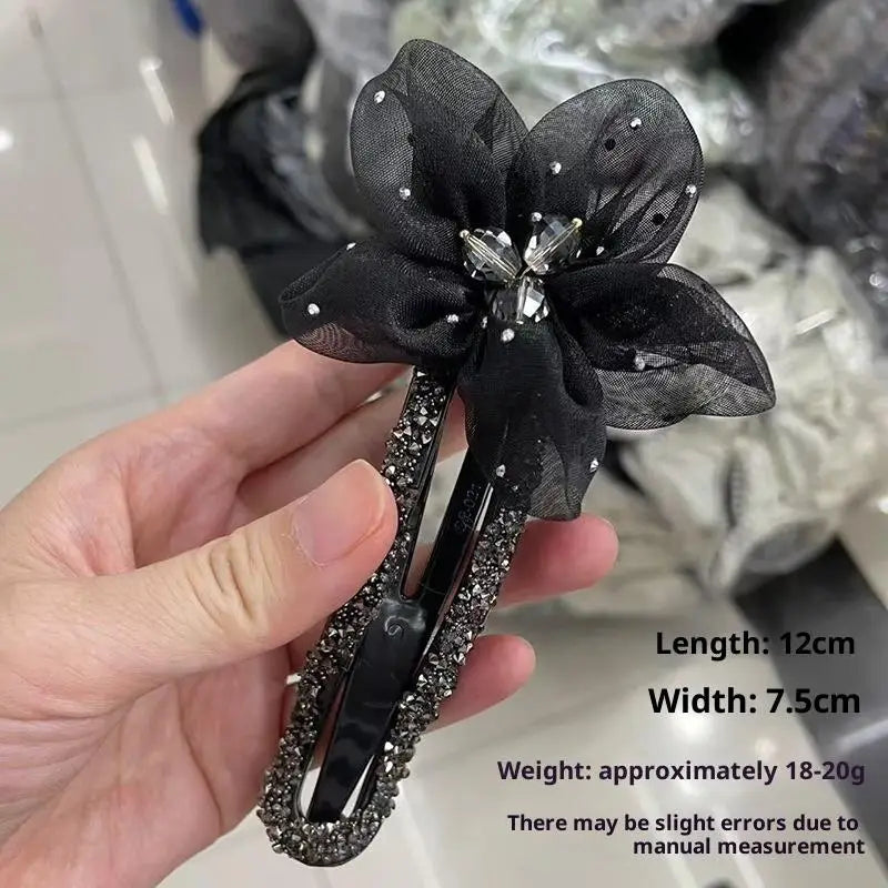 Rhinestone Duckbill Hair Clip – Sparkly Crystal Barrette for Women Crystal Hair Barrette Axl A4