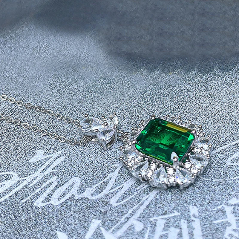 Huitan Green Cubic Zirconia Pendant Necklace | Women's Jewelry Pendant Necklace Axl