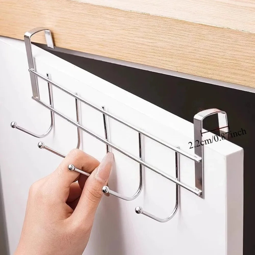 Over The Door 5-Hook Stainless Steel Organizer Rack Door Hook Organizer Axl