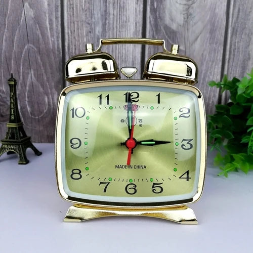 Vintage Gold Mechanical Alarm Clock – Silent Metal Desk Clock Mechanical Alarm Clock Axl 10X13CM